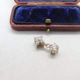 Sterling Silver Diamond Paste Floral Drop Charm Pendant Vintage c1970