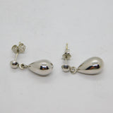 Pair of 9ct White Gold Pear Form Drop Stud Earrings Vintage c1990s