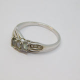 Sterling Silver 3 Oval Iolite & 2 Diamond Dress Ring Vintage c1970 Size O