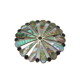 Sterling Silver Mexican Abalone & Black Onyx Studio Brooch/Pendant Vintage c1970