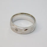 Sterling Silver Spinel Set Patterned Textured Band Ring Vintage c1970 Size K