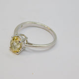 Sterling Silver Oval Citrine Solitaire Dress Ring Vintage c1970 Size N 1/2