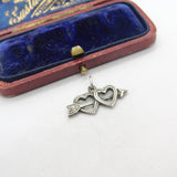 Sterling Silver Arrow Through the Heart Charm Pendant Vintage c1970