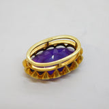 Art Deco Sterling Silver Gilt & Faceted Amethyst Drop Pendant Antique c1930