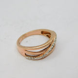 Rose- Gold On Sterling Silver Five Diamond Sash Ring Vintage c2000 Size M 1/2