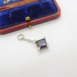 Sterling Silver and Iridescent Glass Charm Pendant Vintage c1970