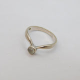 Sterling Silver Cabochon Moonstone Wishbone Dress Ring Modern c1990 Size K 1/2