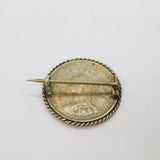 Victorian Sterling Silver Schilling Coin Brooch Antique 1888
