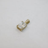 Sterling Silver Minimalist CZ Rectangle Charm Pendant Contemporary c2000s