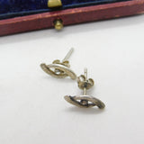 Pair of Sterling Silver Feathered Diamond Paste Earrings Vintage c1970