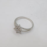 Sterling Silver CZ Flower Cluster Split Band Ring Vintage c1990 Size P