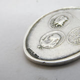 American Sterling Silver Enamel 'Protect Us' Catholic Pendant Fob Vintage c1950