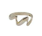 Sterling Silver Zigzag Lightning Flash Dress Band Ring Modern c1990 Size P 1/2