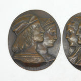 19th Century Italian Pair of Florence Cast Bronze Plaques Antique c1880s