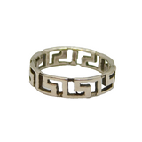 Sterling Silver Greek Key Pattern Dress Band Ring Vintage c1970 Size L