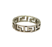 Sterling Silver Greek Key Pattern Dress Band Ring Vintage c1970 Size L