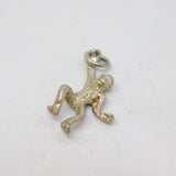 Sterling Silver Textured Swinging Ape Charm Pendant Vintage c1970