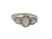 Sterling Silver Crystal Quartz & Spinel Set Dress Ring Vintage c1970 Size Q 1/2