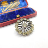 Victorian Sterling Silver & Diamond Paste Set Floral Brooch Antique c1880
