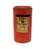 20th Century Early Tinplate Royal Mail George V Pillar Box Money Box Antique