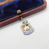 Sterling Silver and Enamel Travel Shield Exeter Charm Pendant Vintage c1970