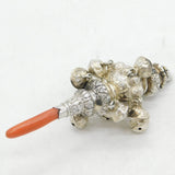 Victorian Sterling Silver & Coral Rattle, Teether & Whistle Antique 1881