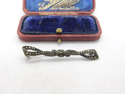 Sterling Silver Marcasite Set Bow or Ribbon Brooch Antique c1930 Art Deco
