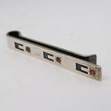 Danish N.E From Sterling Silver Garnet Set Tie Clip Vintage c1960s