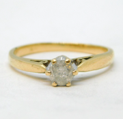 9ct Yellow Gold & 0.33ct Brilliant Cut Diamond Solitaire Ring Vintage London