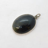 Sterling Silver Cabochon Labradorite Drop Pendant Vintage c1970