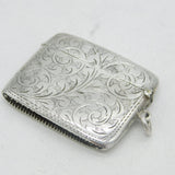 Art Deco Sterling Silver Floral Pattern Vesta Case Antique 1919 Birmingham