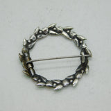 Sterling Silver & Colourful Enamel Floral Pattern Wreath Brooch Antique
