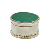 Sterling Silver & Jadeite Topped Pill Box Vintage c1970s