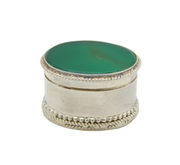 Sterling Silver & Jadeite Topped Pill Box Vintage c1970s