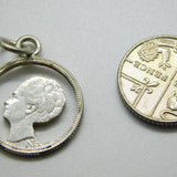Sterling Silver 25 Cents Coin Cut Out Charm Pendant 1928