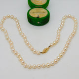 14ct Yellow Gold Clasp Simulated Pearl Necklace Vintage c1980 42cm Length