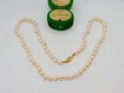 14ct Yellow Gold Clasp Simulated Pearl Necklace Vintage c1980 42cm Length