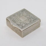 19th Century Chinese .800 Grade Silver Floral Pill Box Antique c1880s