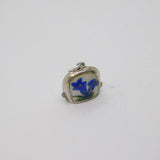 Sterling Silver Enamel Flowers Cow Bell Charm Pendant Vintage c1970