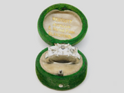 Sterling Silver 3 Square Crystal Set Ring Vintage c1970 Size N 1/2