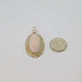 Sterling Silver Natural Shell Oblong Charm Pendant Vintage c1970s