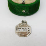Sterling Silver 'I'll Never STOP Loving You' Charm Pendant Vintage c1970