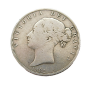 Queen Victoria .925 Silver Half Crown Coin Antique 1882 Fine Condition