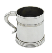 Victorian Silver Plated Glass Bottom Half-Pint Tankard Mug Antique c1880
