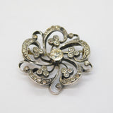 19th Century Sterling Silver Gilt & Paste Set Floral Dress Brooch Antique c1860s