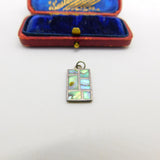 Sterling Silver Rectangular Abalone Window Charm Pendant Vintage c1970