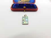 Sterling Silver Rectangular Abalone Window Charm Pendant Vintage c1970