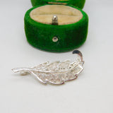 Sterling Silver Filigree Leaf Form Brooch Pin Vintage c1970