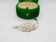 Sterling Silver Filigree Leaf Form Brooch Pin Vintage c1970