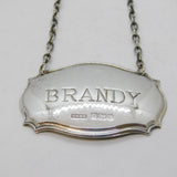 Sterling Silver Brandy Decanter Label Vintage 1984 Birmingham
